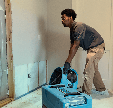 A Green Clean team member working on restoration